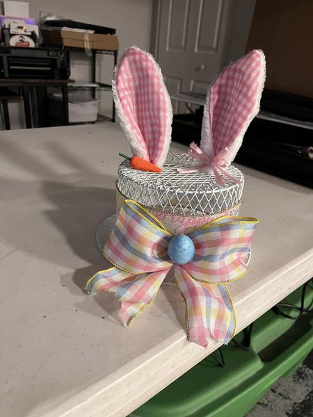Dollar Tree wire basket bunny hat