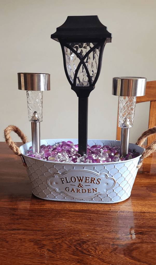 pink stone garden decor