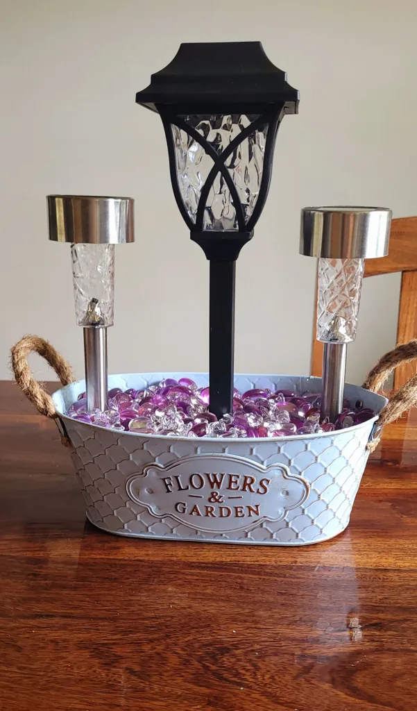 pink stone garden decor