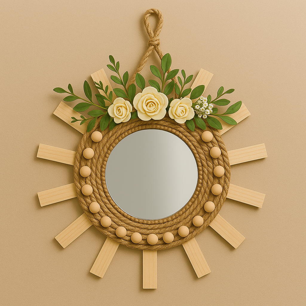 Attaching a jute rope loop to the back for hanging the farmhouse mirror on the wall.