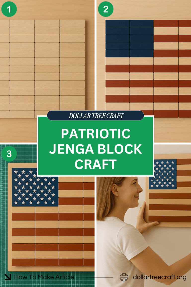 jenga block craft, us flag craft with dollar tree