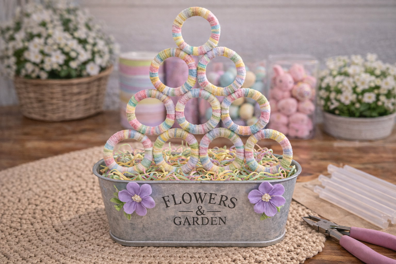 How to anchor tree in planter base - Charming Pastel Easter Bunny & Egg Tree DIY tutorial