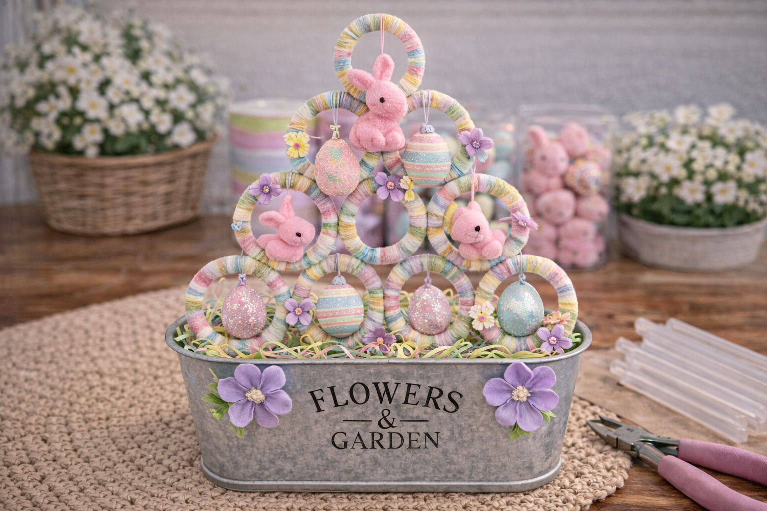 How to decorate with ornaments & flowers - Charming Pastel Easter Bunny & Egg Tree DIY tutorial