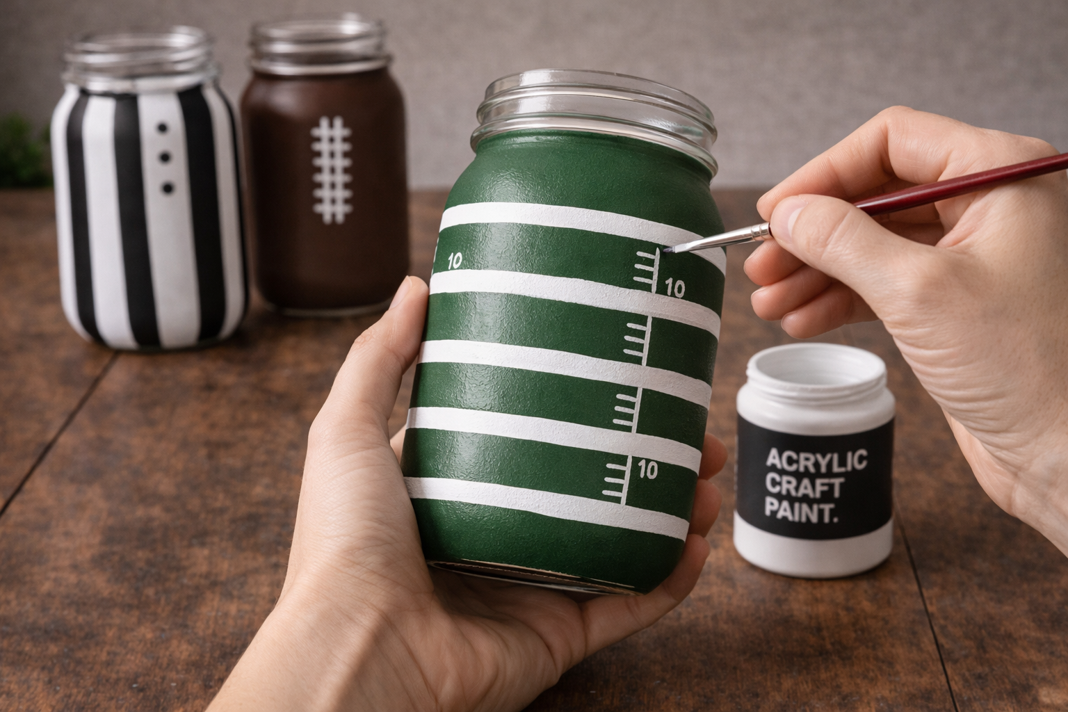 How to add football field yard markers - DIY Football Game Day Mason Jar Decor DIY tutorial