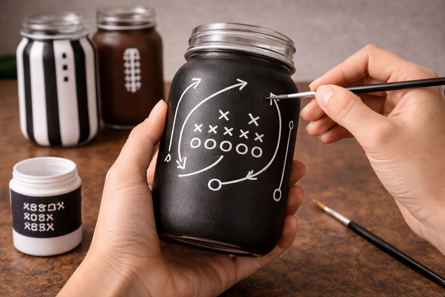 How to draw playbook lines - DIY Football Game Day Mason Jar Decor DIY tutorial
