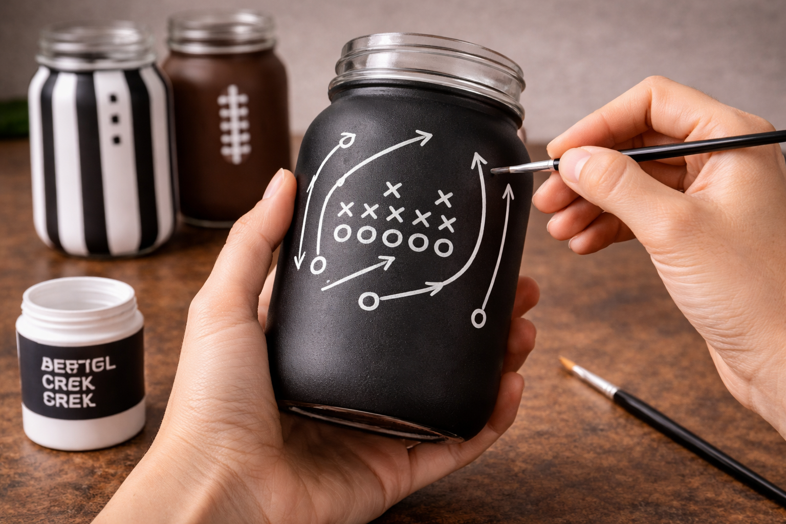 How to add playbook xs and os - DIY Football Game Day Mason Jar Decor DIY tutorial