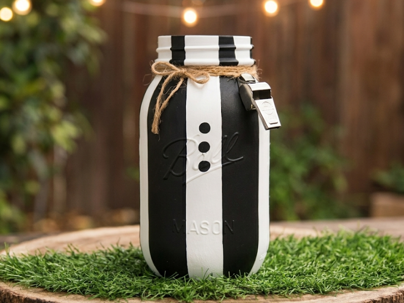 How to attach referee whistle - DIY Football Game Day Mason Jar Decor DIY tutorial
