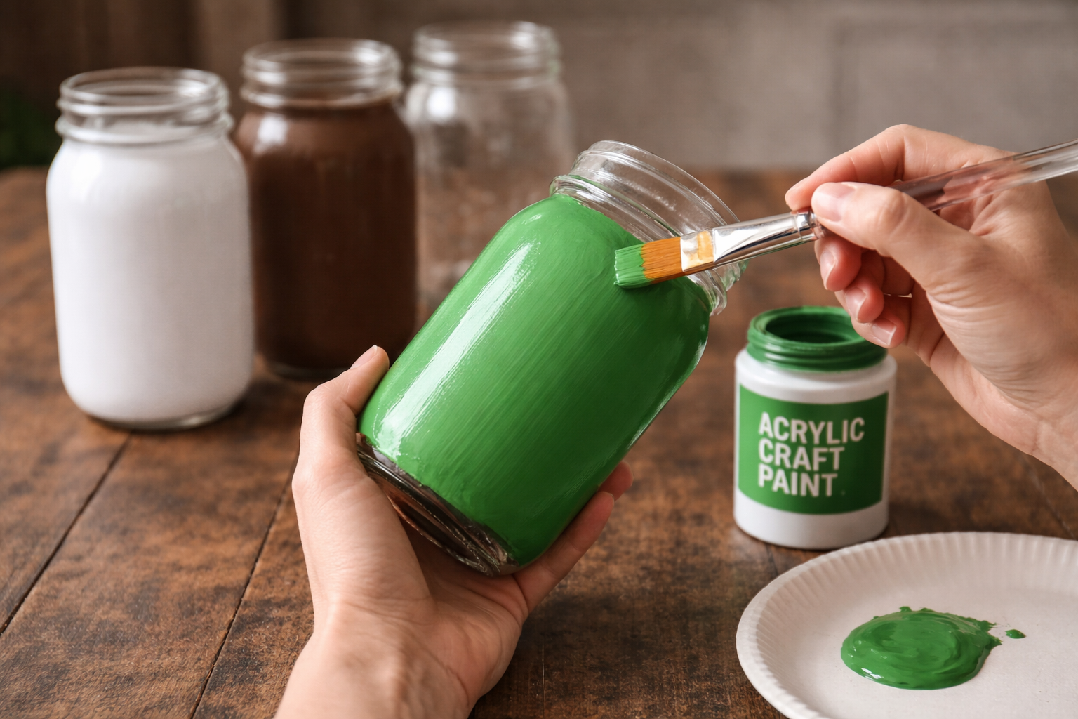 How to apply football field jar base coat - DIY Football Game Day Mason Jar Decor DIY tutorial