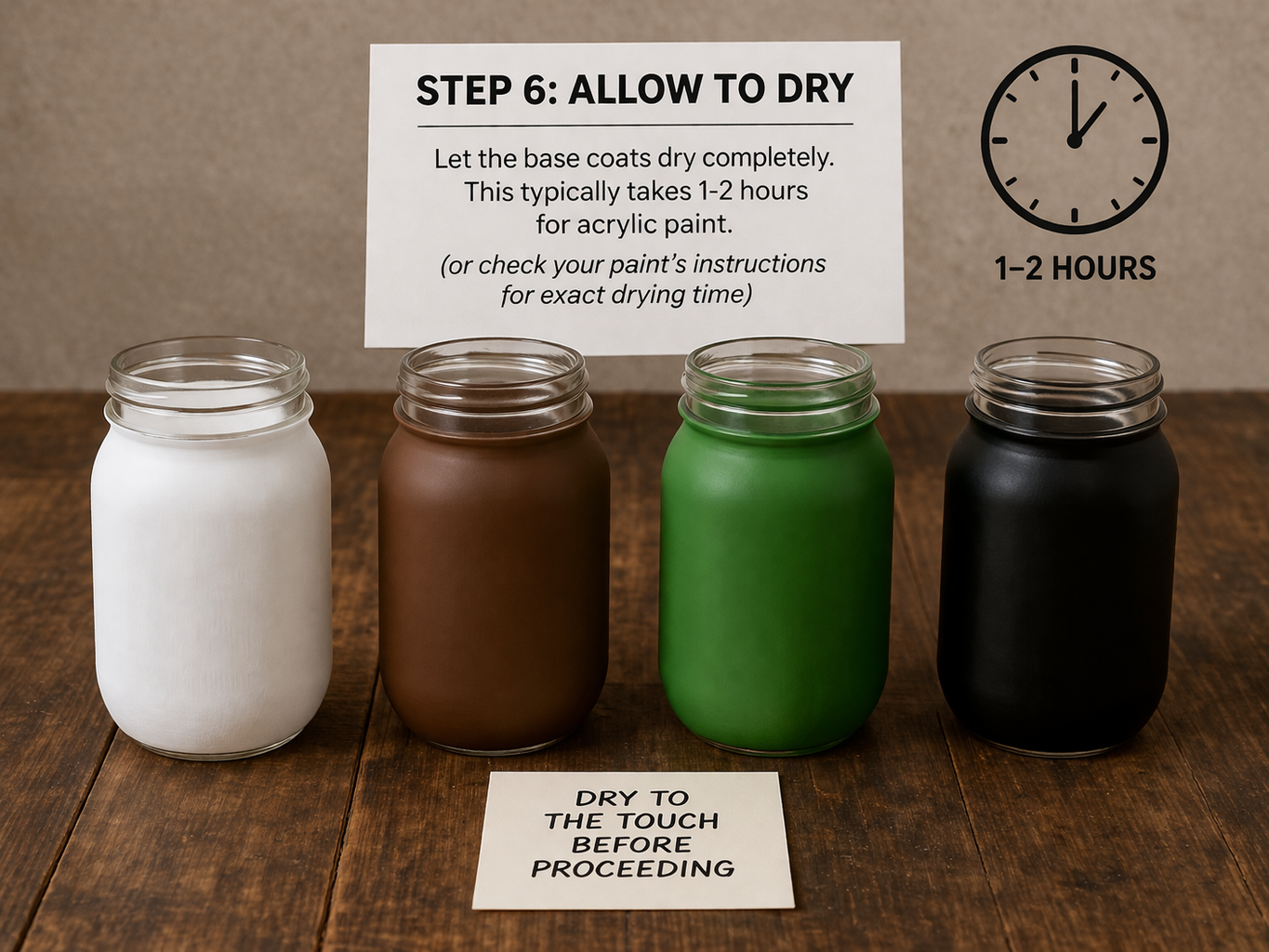 How to allow all base coats to dry - DIY Football Game Day Mason Jar Decor DIY tutorial