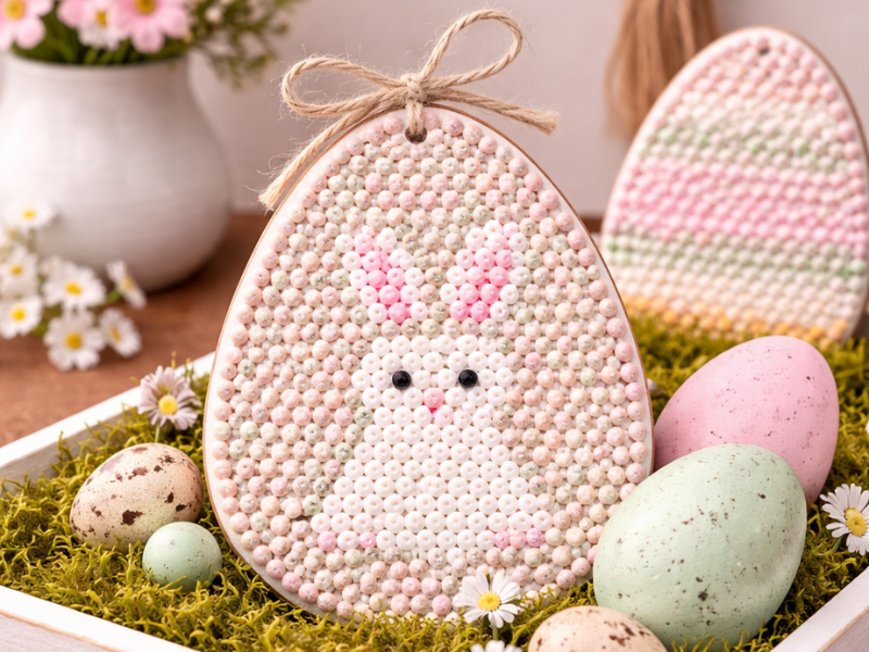 How to style the display - Dollar Tree Easter Bead Craft – Simple Egg Decor DIY DIY tutorial