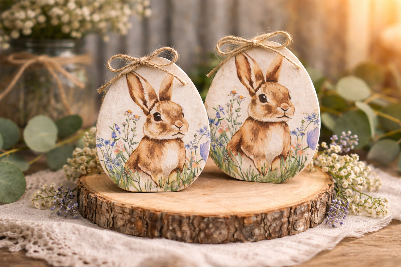 How to display your farmhouse bunnies - Rustic Bunny Egg Plaques: A Farmhouse Easter Craft DIY tutorial