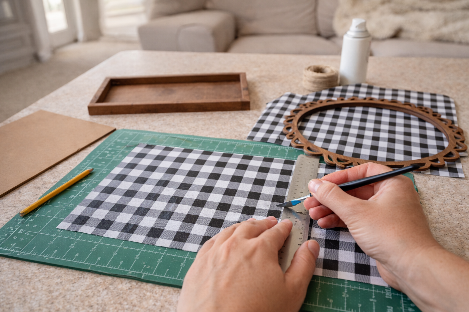 How to prepare frames and backing - Rustic Charm: Buffalo Check Gather Sign with Miniature House DIY tutorial