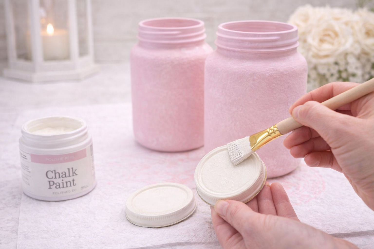 How to layer & lighten lids - Shabby Chic Vintage Fawn Decoupage Jars DIY tutorial