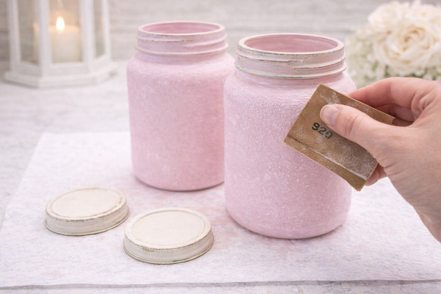 How to distress for vintage charm - Shabby Chic Vintage Fawn Decoupage Jars DIY tutorial