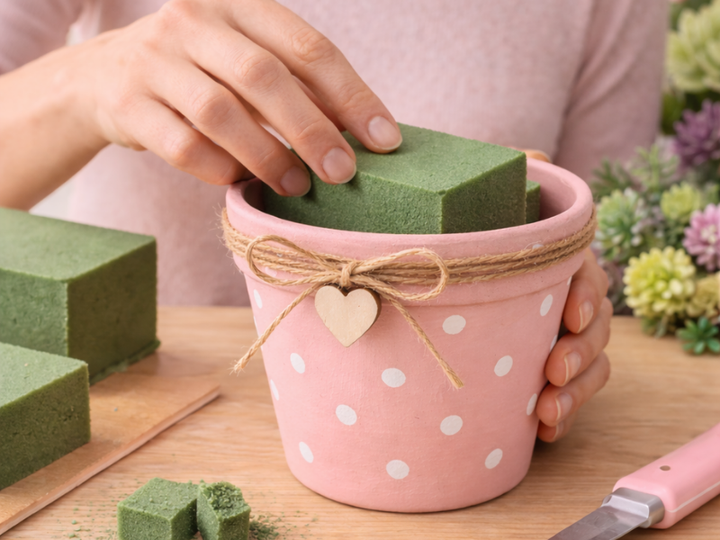 How to prepare succulent base - Charming Mother's Day Succulent Pot DIY tutorial