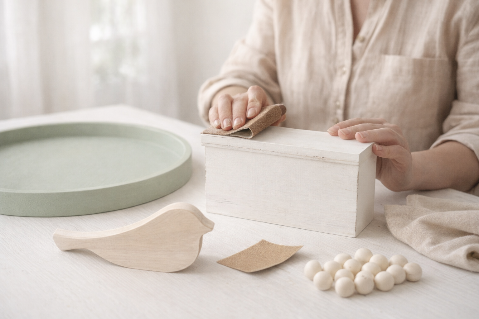 How to prep wooden surfaces - Chic & Blessed: Minimalist Farmhouse Tray Decor DIY tutorial