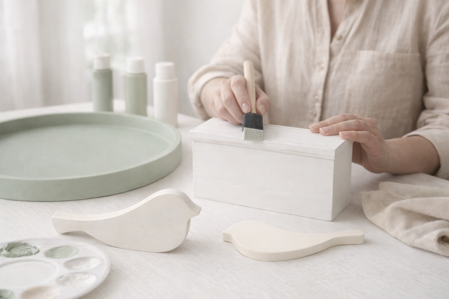 How to paint base colors - Chic & Blessed: Minimalist Farmhouse Tray Decor DIY tutorial