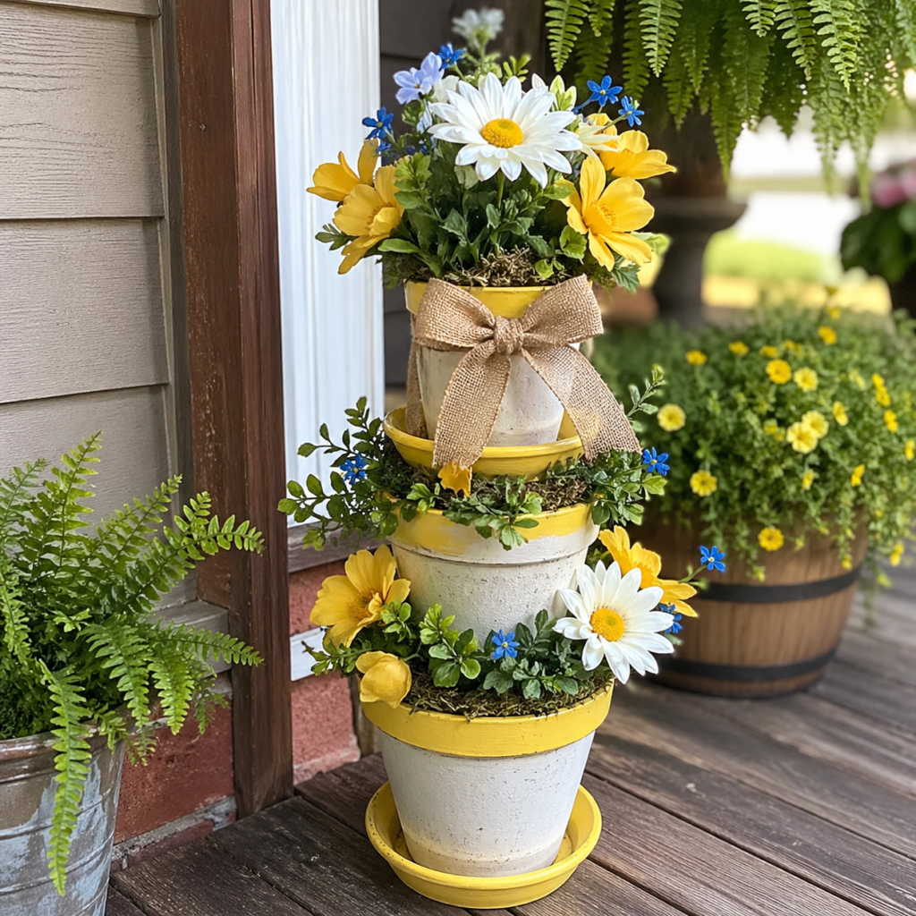 DIY Dollar Tree Tiered Floral Porch Arrangement