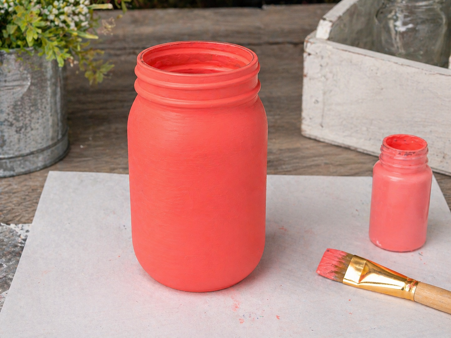 How to prepare & paint the jar - DIY Inspirational 'Faith, Hope, Love' Floral Jar Arrangement DIY tutorial