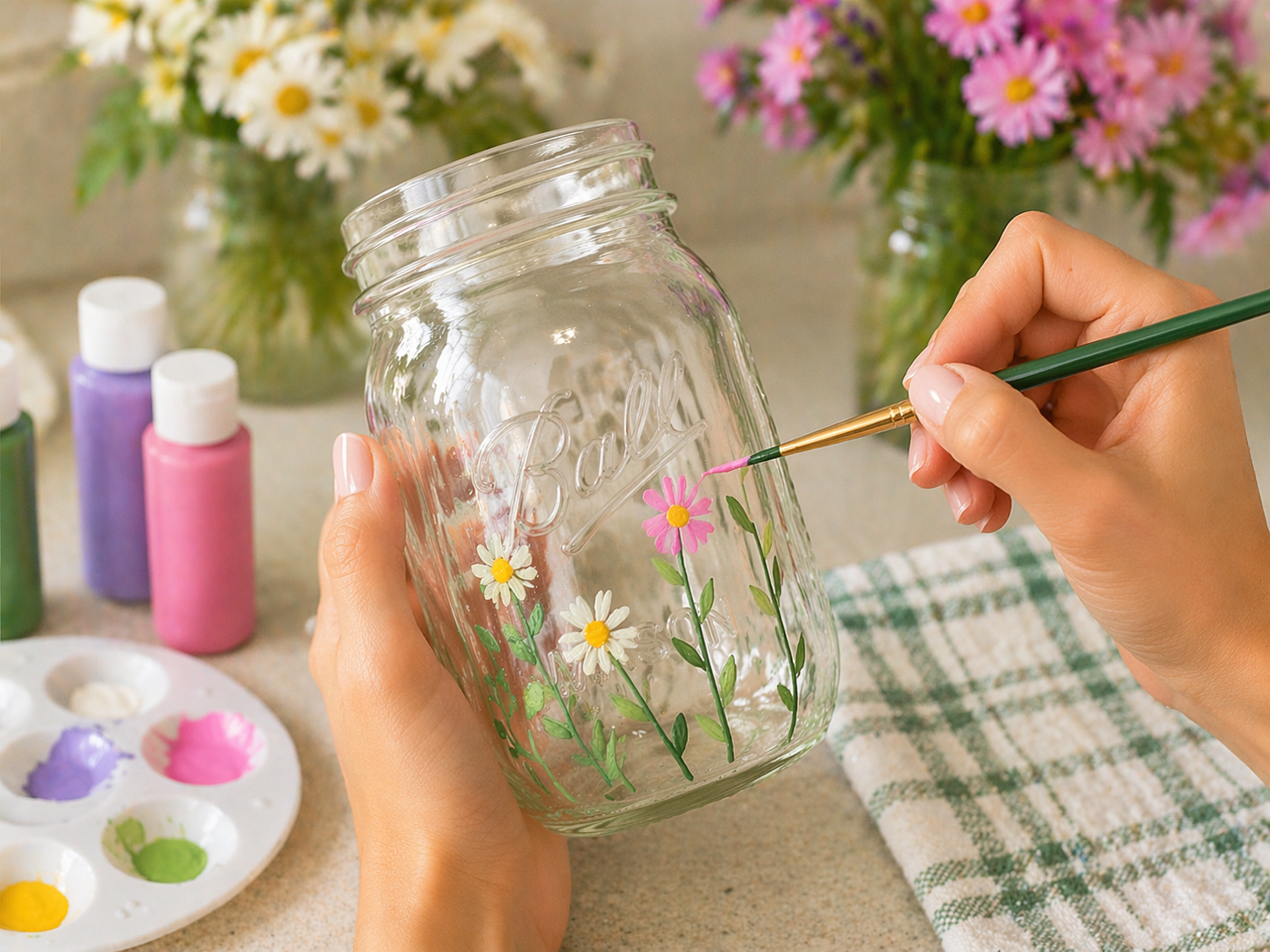 How to add delicate floral details - Garden Bloom Solar Jar Lantern DIY tutorial