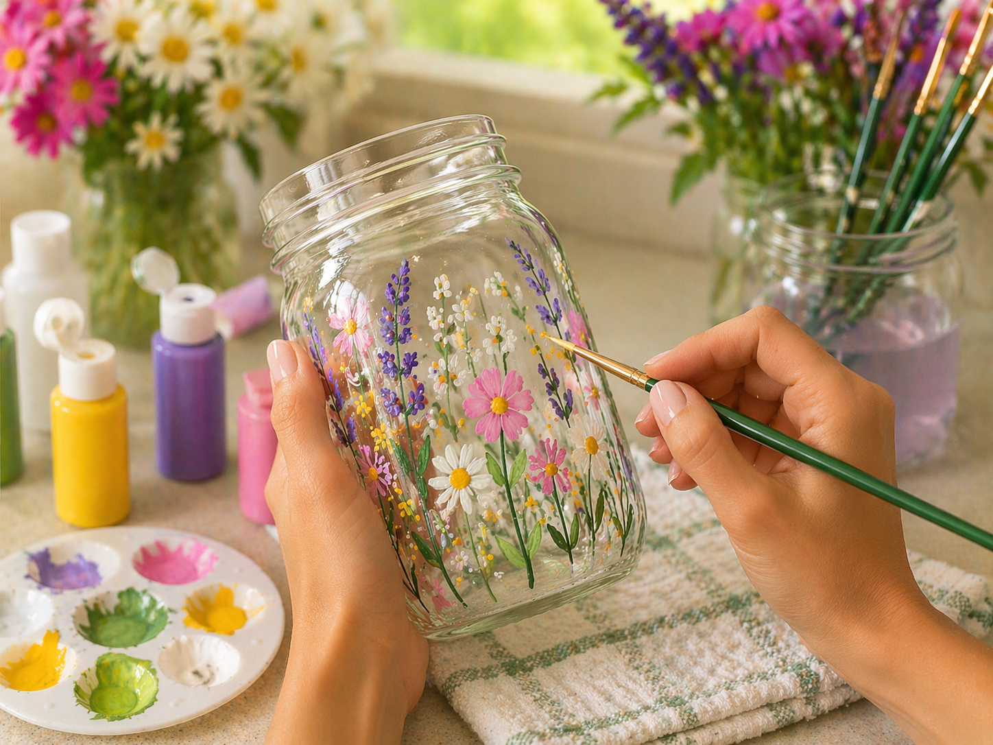 How to complete floral design & dry - Garden Bloom Solar Jar Lantern DIY tutorial