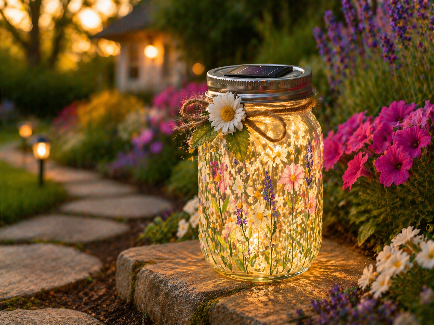 How to style in your garden oasis - Garden Bloom Solar Jar Lantern DIY tutorial