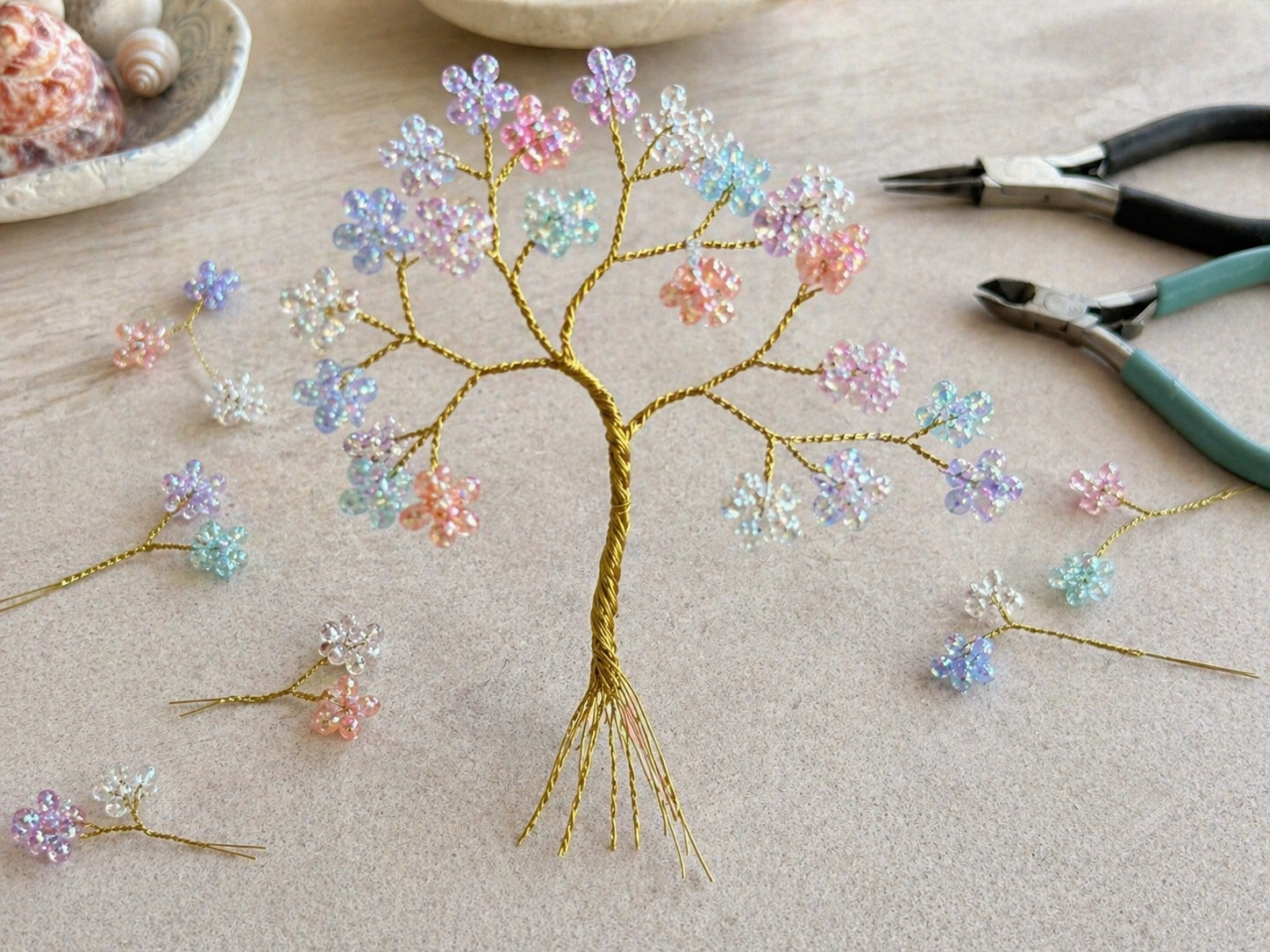 How to assemble the tree trunk - Mermaid's Dream Beaded Wire Tree DIY tutorial
