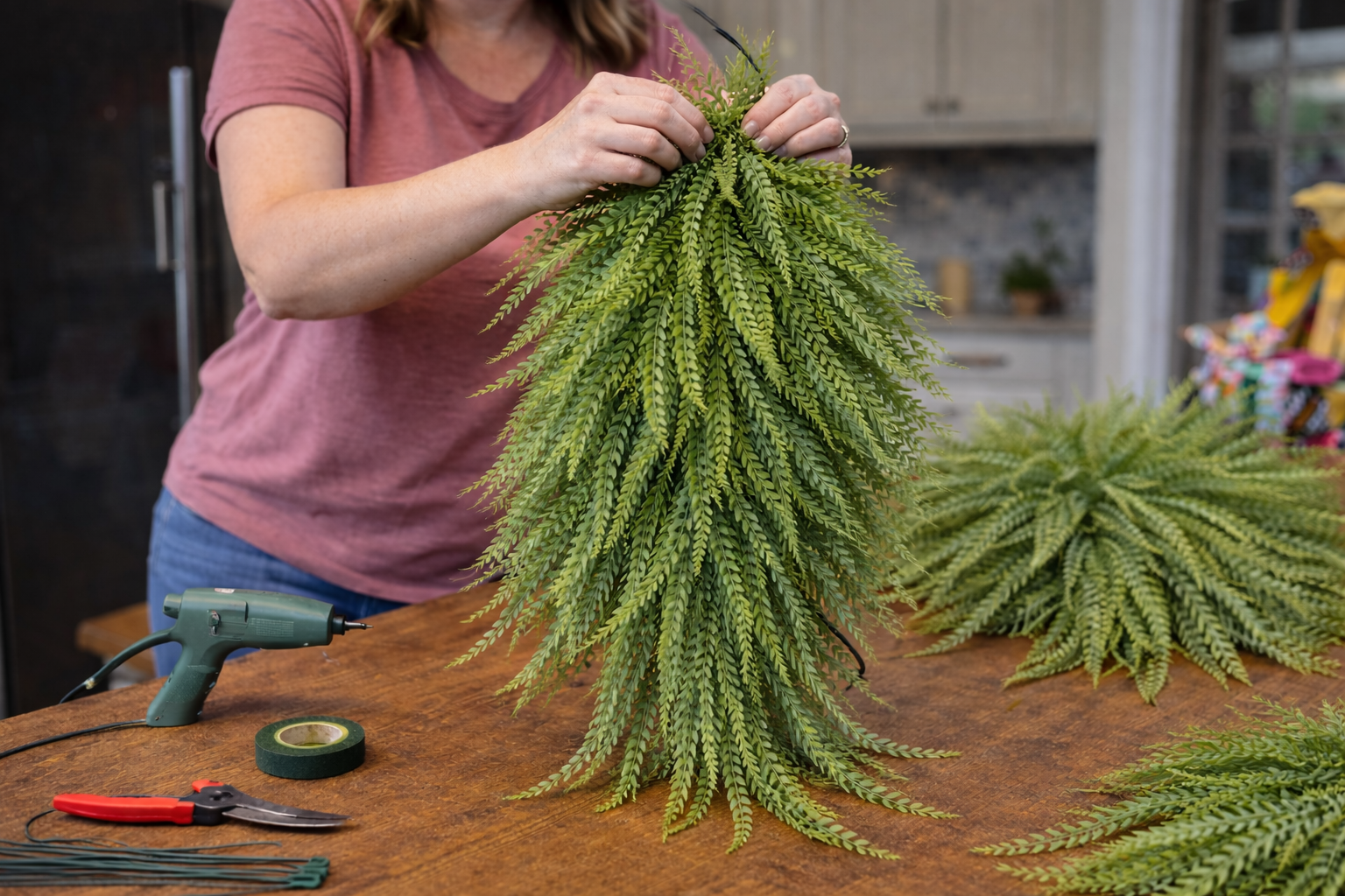 How to build greenery volume - Vibrant Cascading Spring Door Swag DIY tutorial