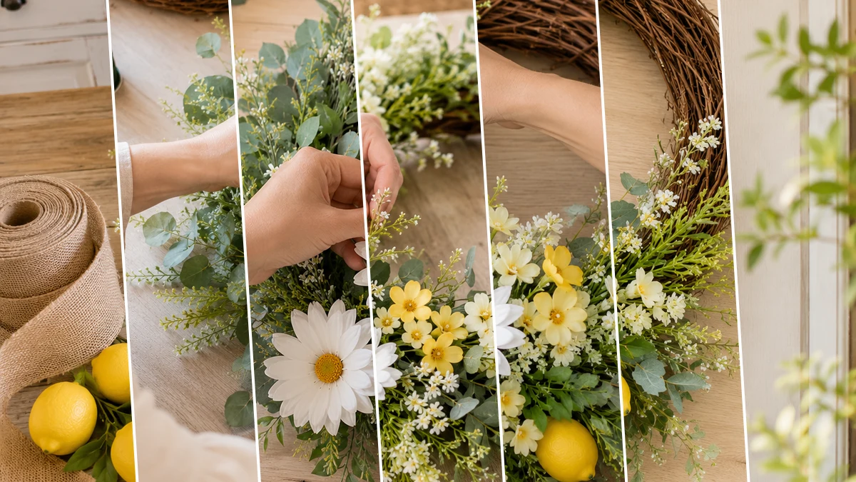 Boutique-Style Dollar Tree Summer Lemon & Daisy Wreath - DIY Home Decor craft tutorial for Summer & Beach