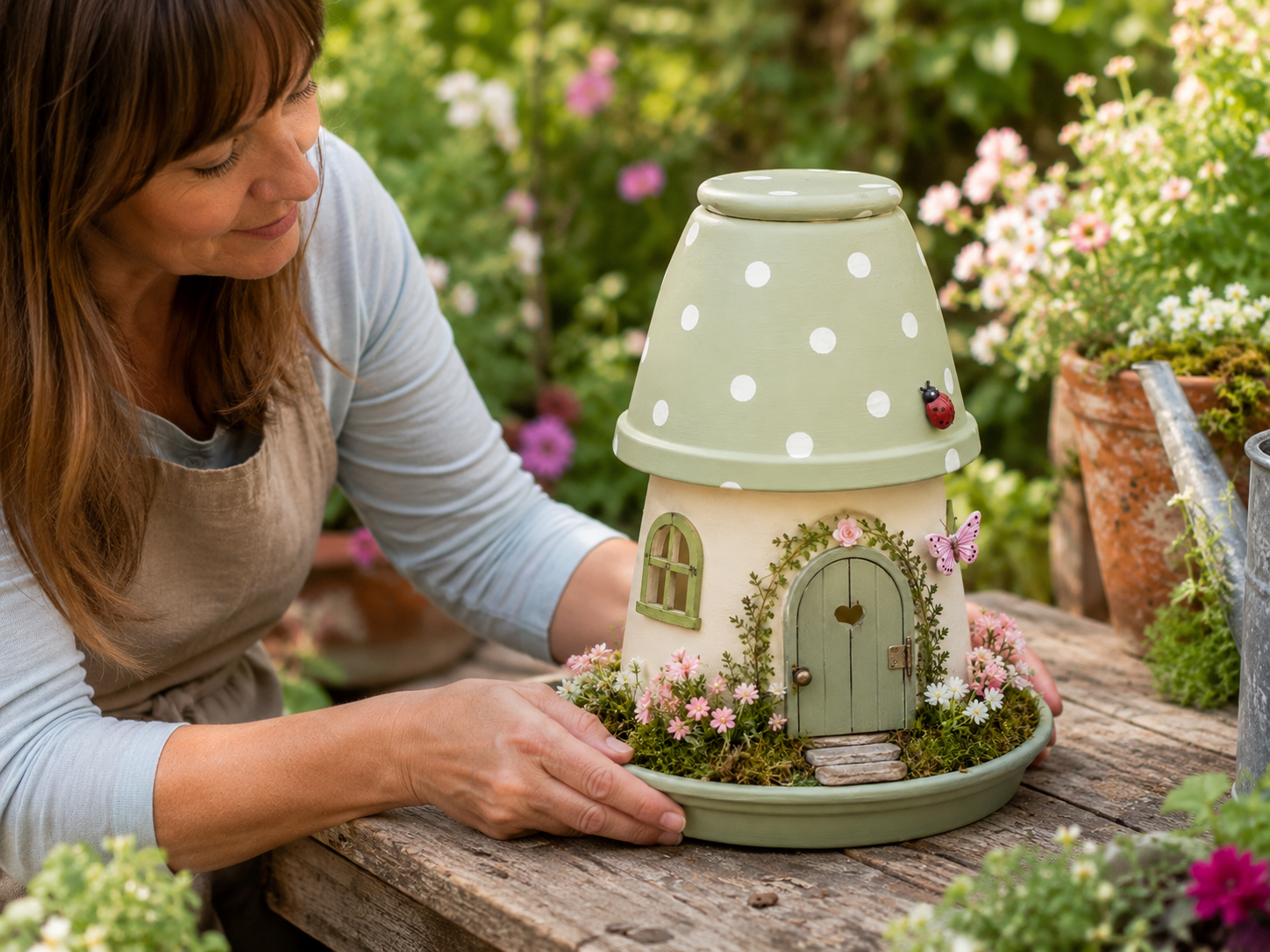 How to style your fairy garden house - Charming Dollar Tree Fairy Garden House DIY DIY tutorial
