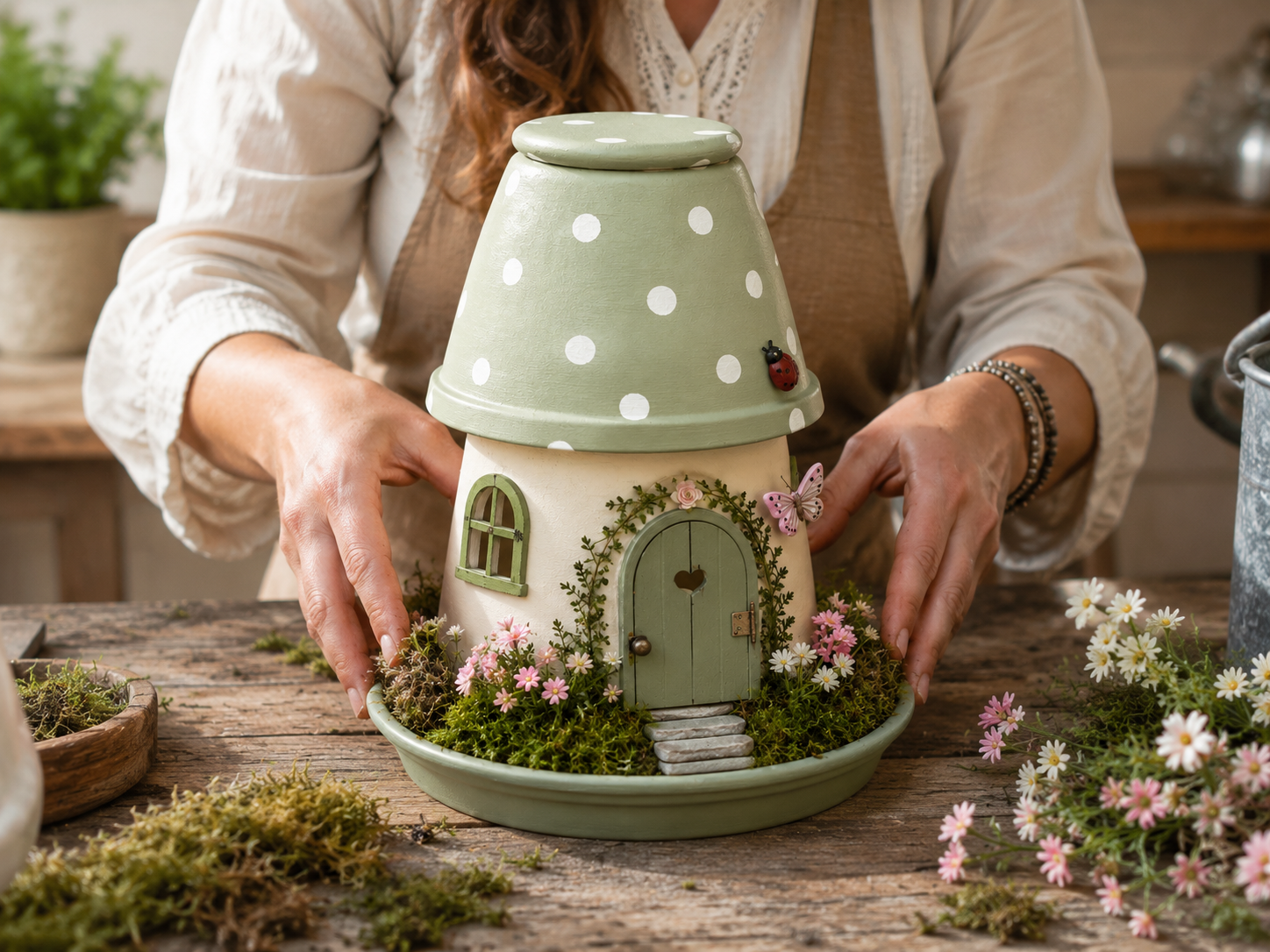 How to create garden base & display - Charming Dollar Tree Fairy Garden House DIY DIY tutorial