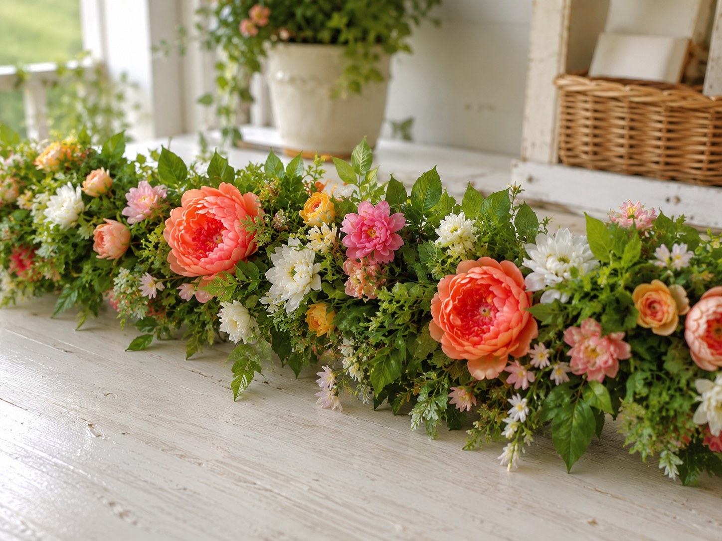 How to fill gaps with fillers - Charming Farmhouse Floral Porch Garland (Pool Noodle Base!) DIY tutorial