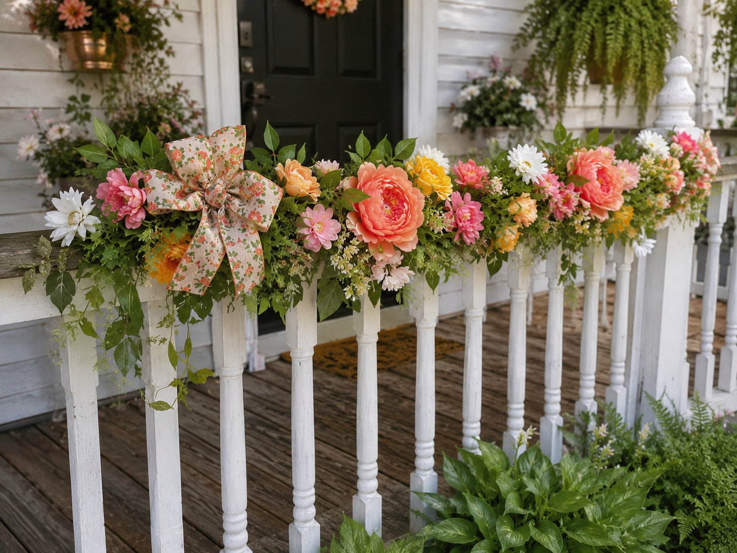 How to display your garland - Charming Farmhouse Floral Porch Garland (Pool Noodle Base!) DIY tutorial