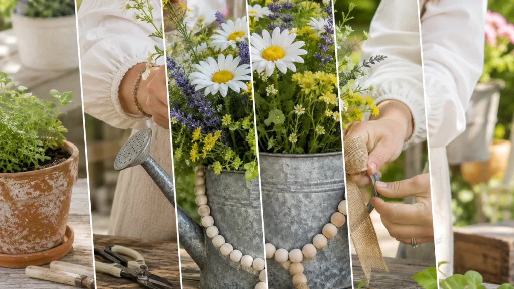 Charming Farmhouse Garden Watering Can Arrangement