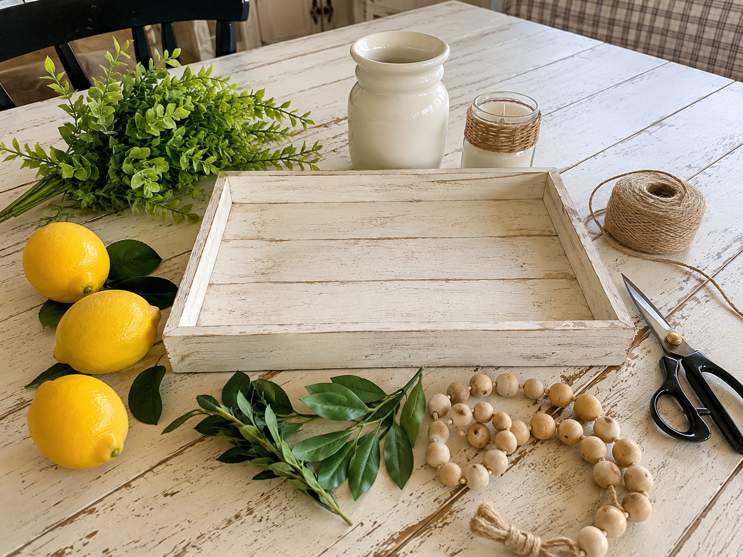 How to gather your summer supplies - Cheerful Farmhouse Lemon Summer Tray Centerpiece DIY tutorial