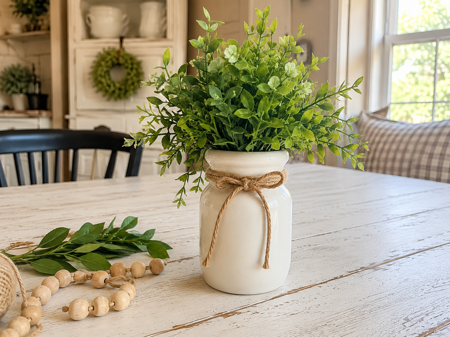 How to embellish the white jar - Cheerful Farmhouse Lemon Summer Tray Centerpiece DIY tutorial