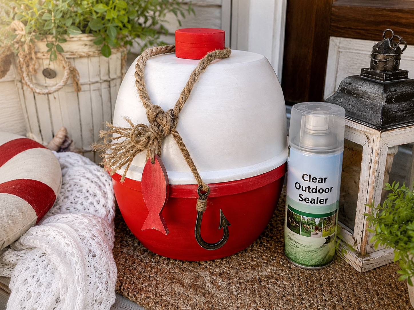 How to optional outdoor sealer - DIY Rustic Fishing Bobber Porch Decor DIY tutorial