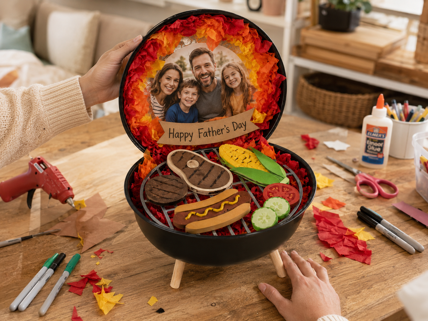 How to final assembly & styling - Dollar Tree BBQ Grill Gift Box for Dad: A Sizzling Father's Day Keepsake! DIY tutorial