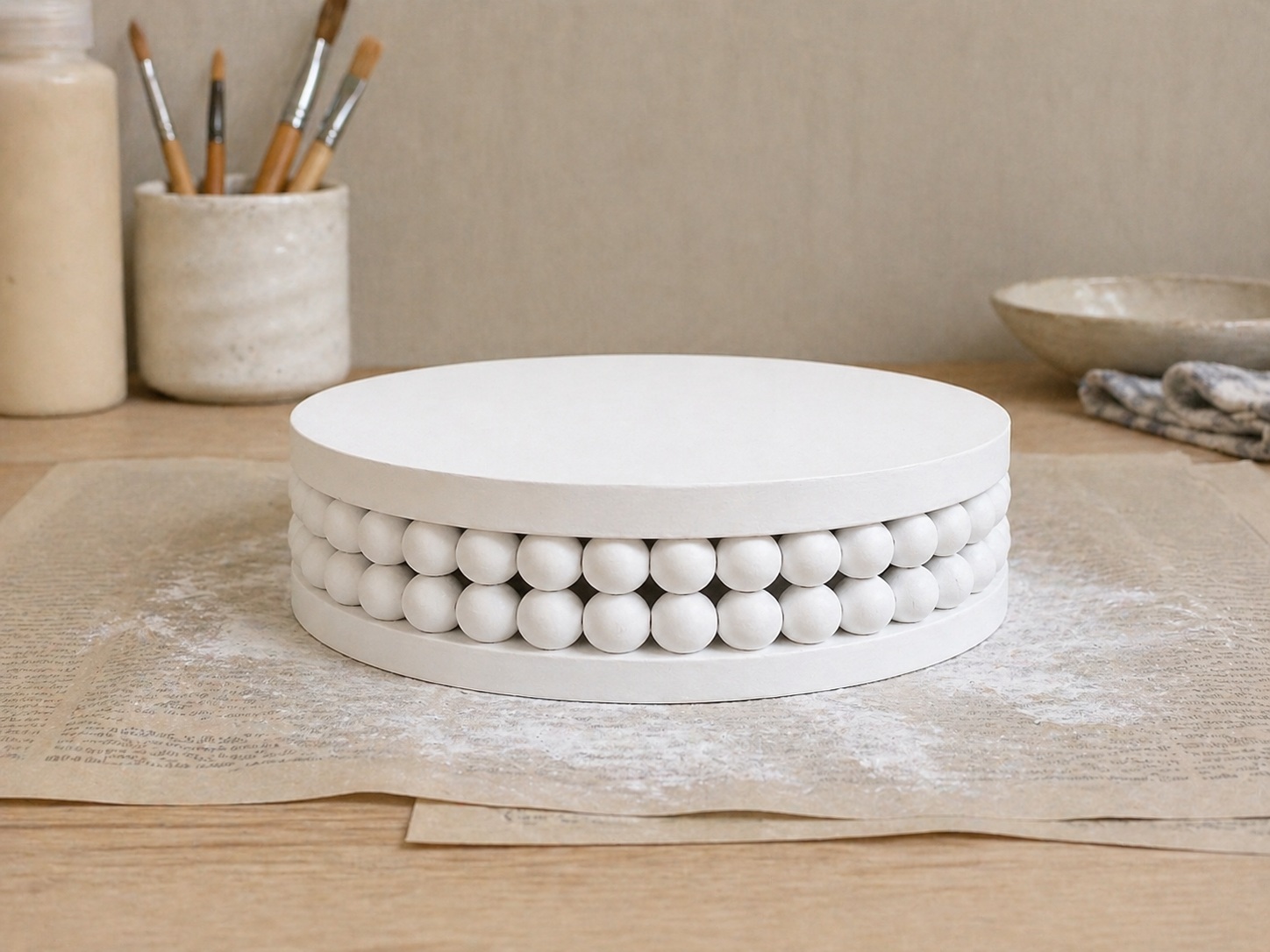 How to paint base white - Dollar Tree Glam Marble Pedestal Tray DIY tutorial