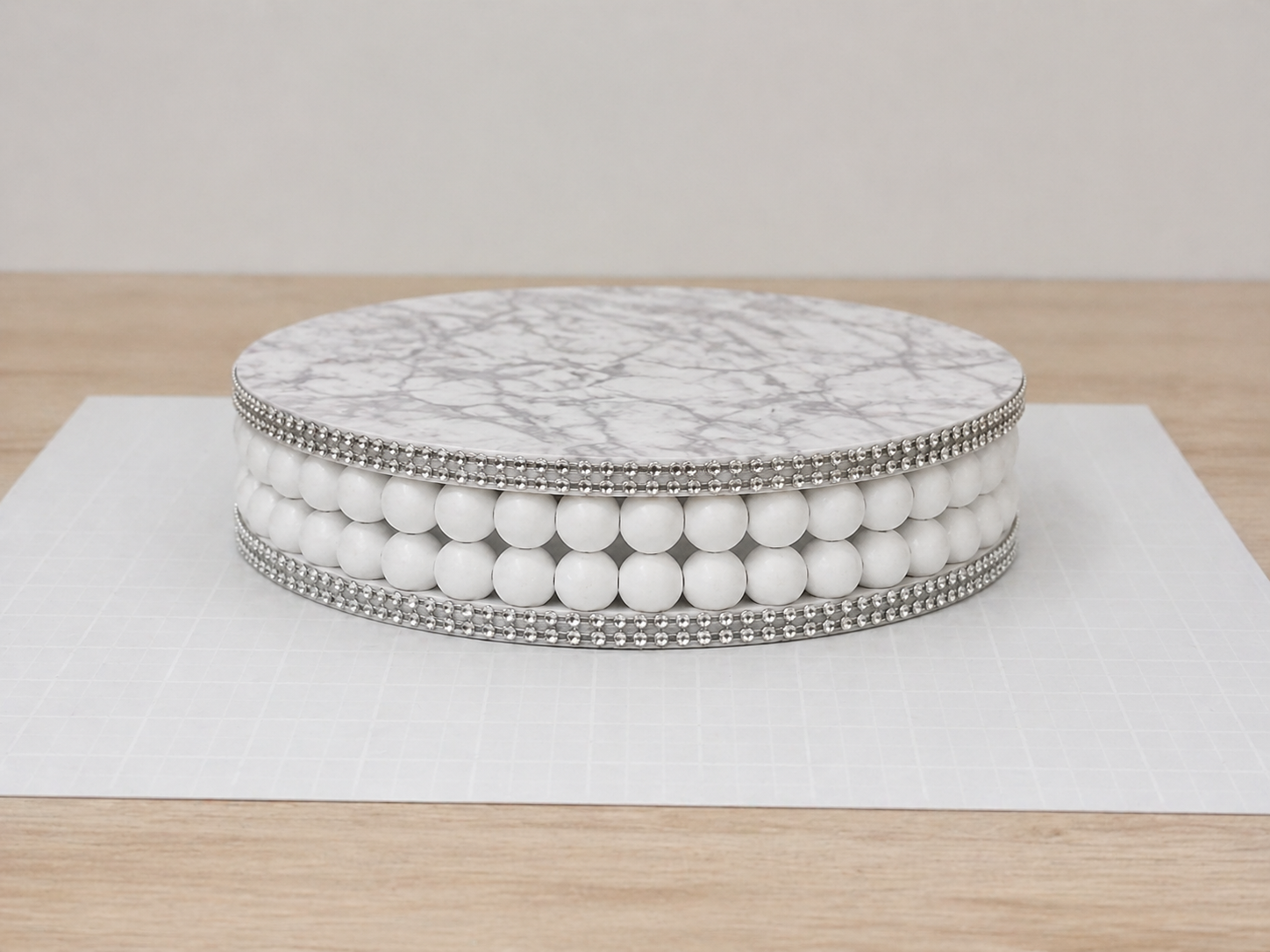 How to embellish with rhinestone trim - Dollar Tree Glam Marble Pedestal Tray DIY tutorial