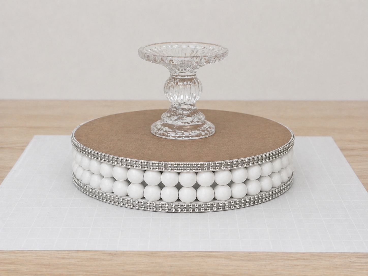How to attach glass pedestal base - Dollar Tree Glam Marble Pedestal Tray DIY tutorial