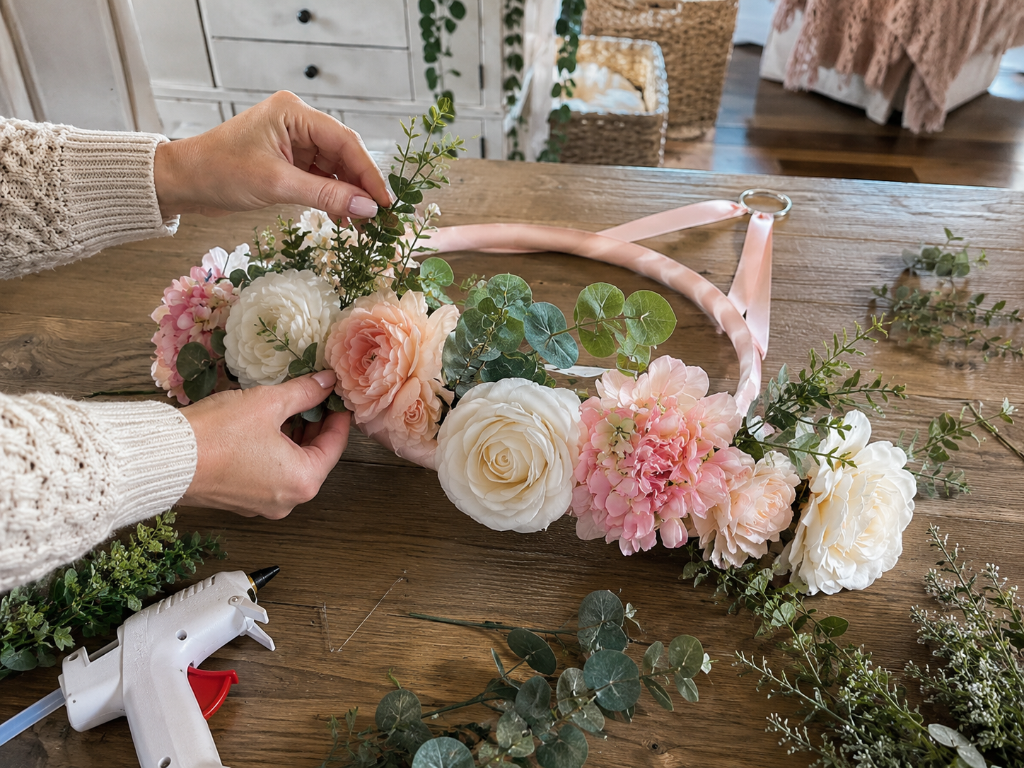 How to integrate greenery accents - Dreamy Dollar Tree Floral Chandelier: An Elegant DIY Hanging Decor DIY tutorial