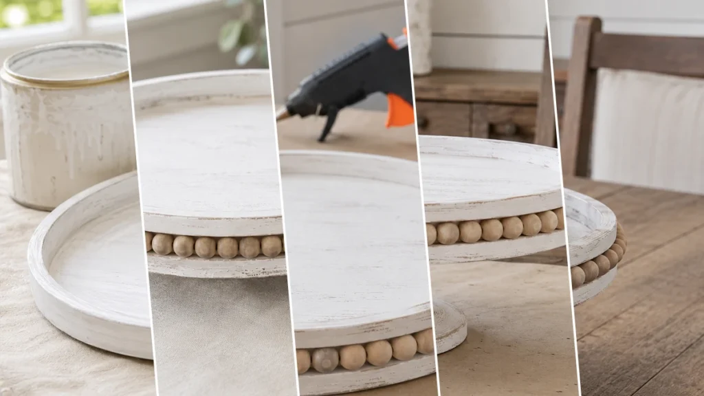 Elegant Farmhouse Beaded Tray Centerpiece