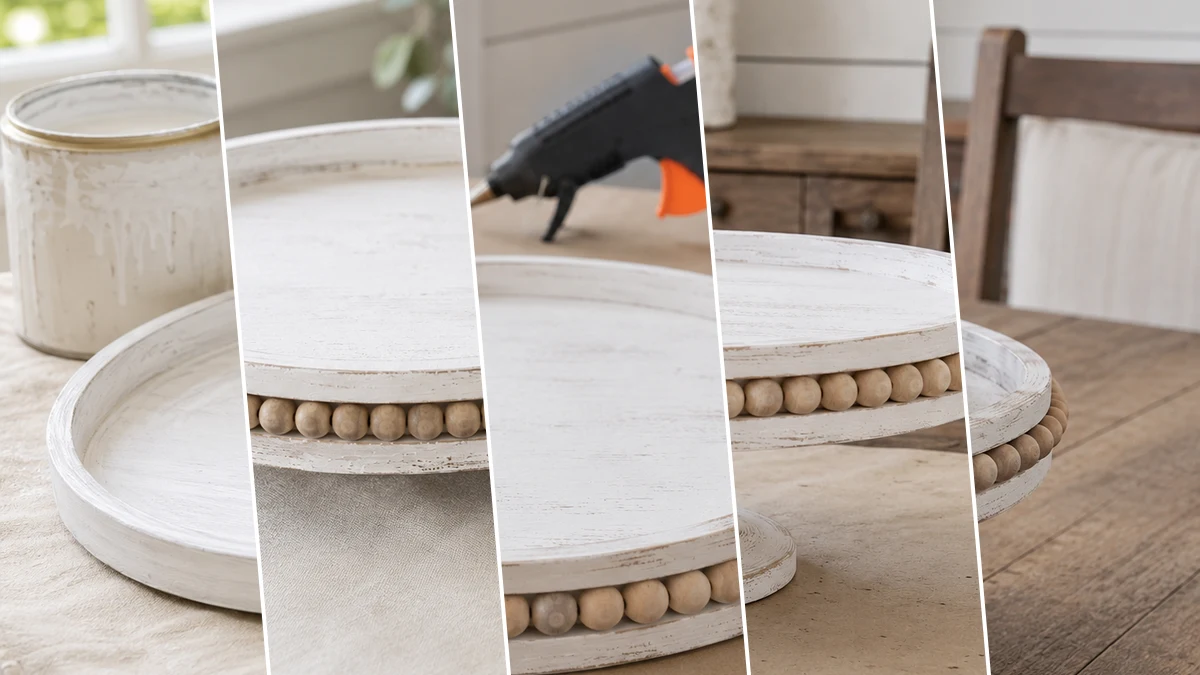 Elegant Farmhouse Beaded Tray Centerpiece - DIY Home Decor craft tutorial for Farmhouse / Rustic
