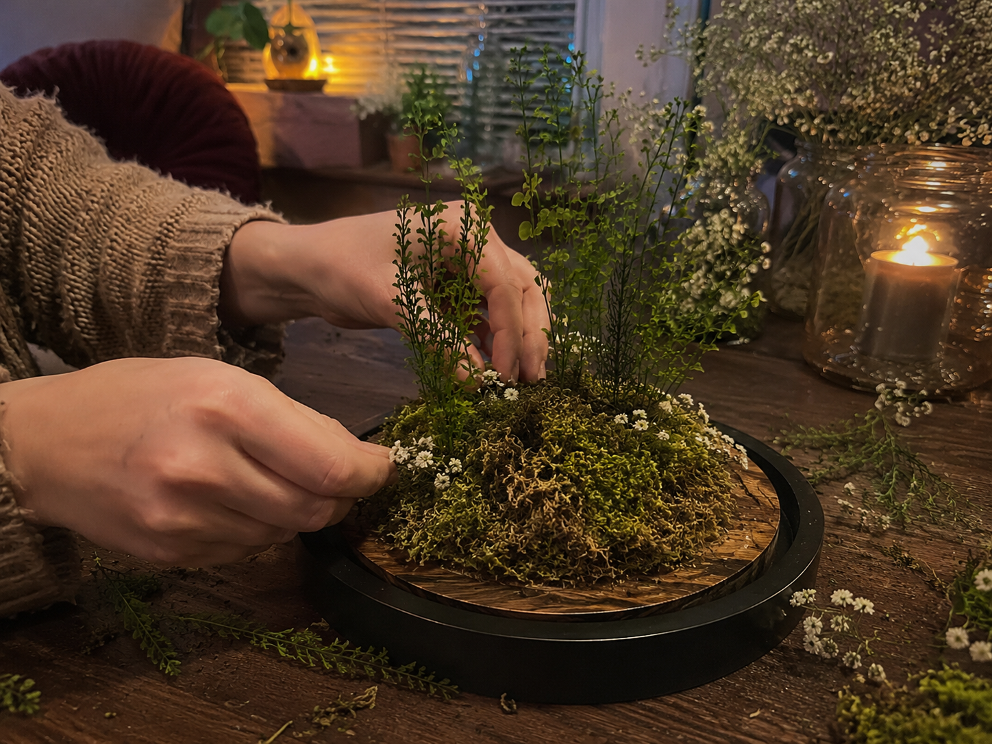 How to introduce woodland greenery & flowers - Enchanted Forest Crystal Cloche: A Dollar Tree DIY DIY tutorial