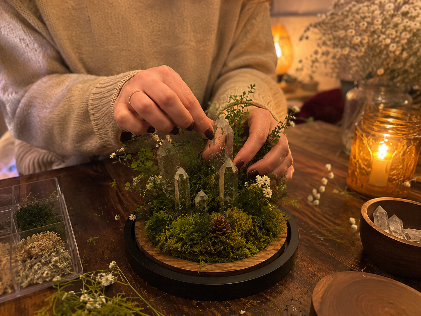 How to create the glowing crystal cluster - Enchanted Forest Crystal Cloche: A Dollar Tree DIY DIY tutorial
