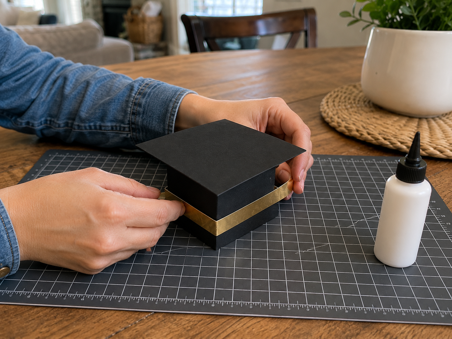 How to assemble cap & add gold trim - Graduation Card Craft: Pop-Up Cap DIY DIY tutorial