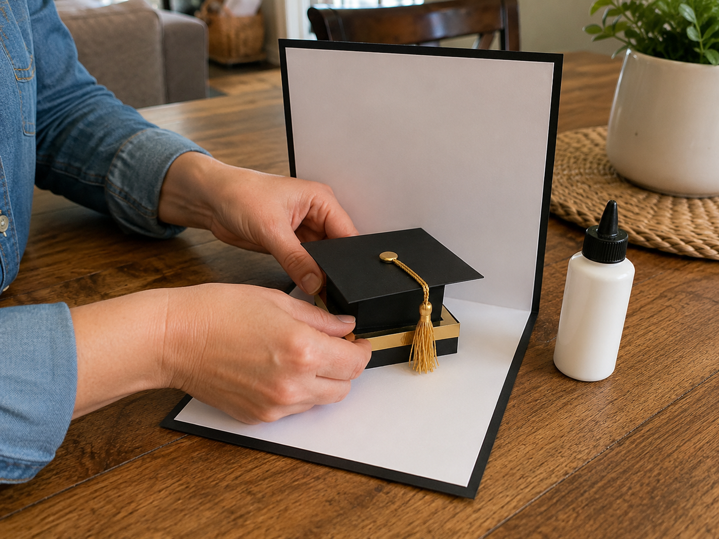 How to mount the cap pop-up - Graduation Card Craft: Pop-Up Cap DIY DIY tutorial