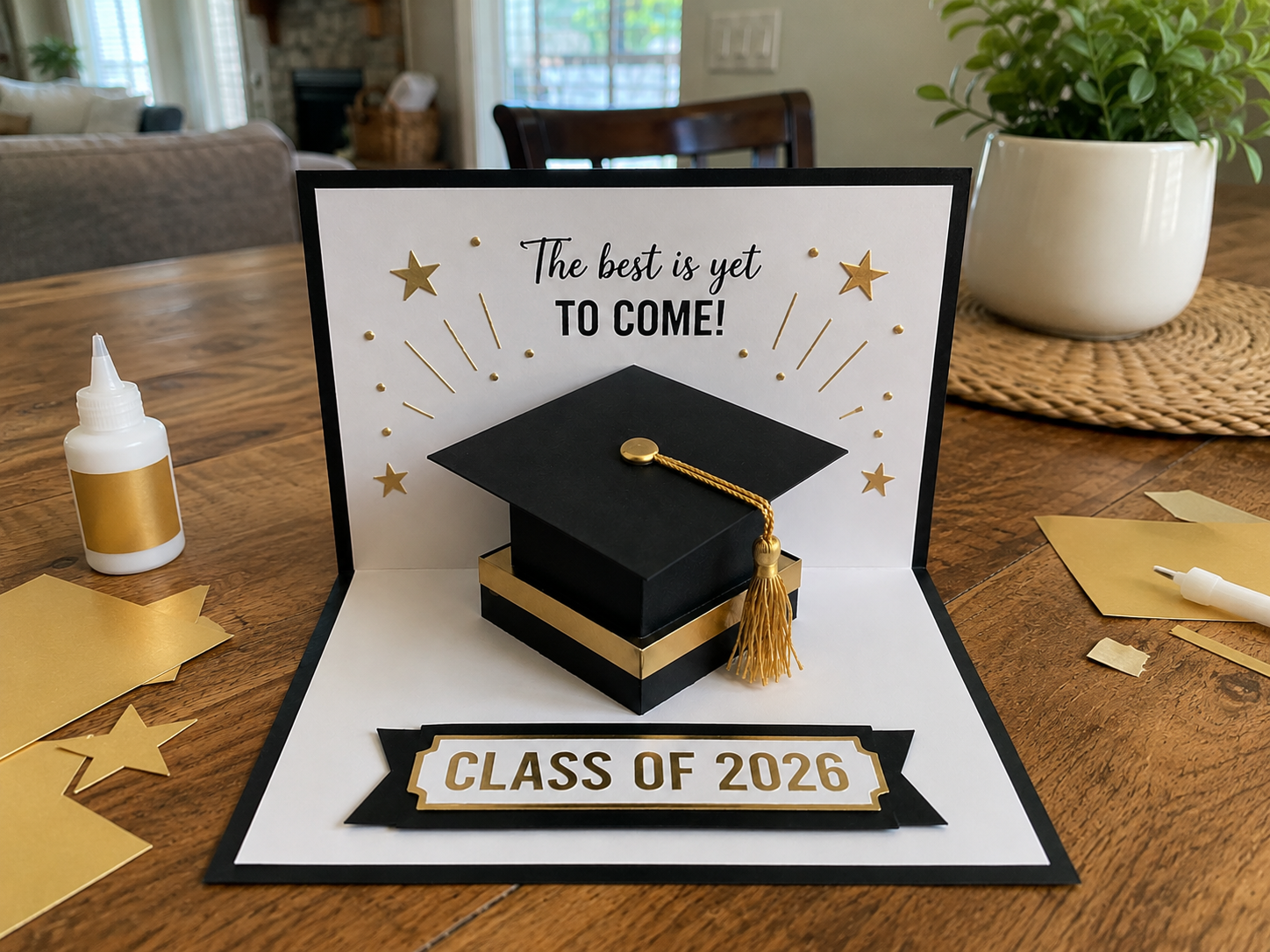 How to add the 'class of 2026' label - Graduation Card Craft: Pop-Up Cap DIY DIY tutorial