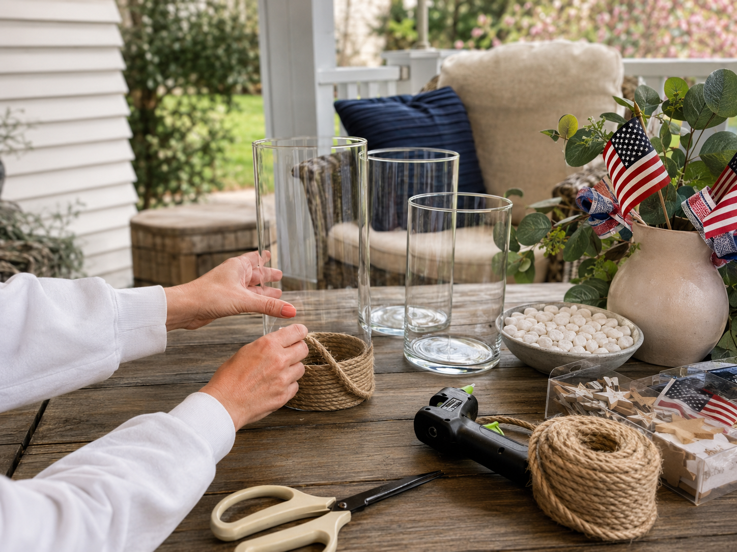 How to clean & prepare glass vases - Memorial Day Craft: Patriotic Rope Lantern Trio DIY tutorial